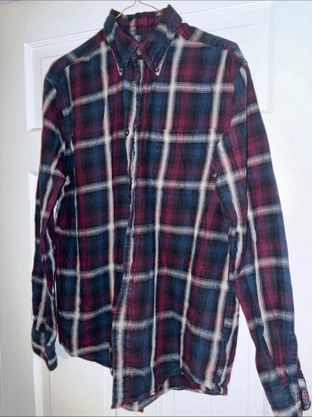 St. John's Bay Plaid Button-Down Shirt - Navy & Burgundy